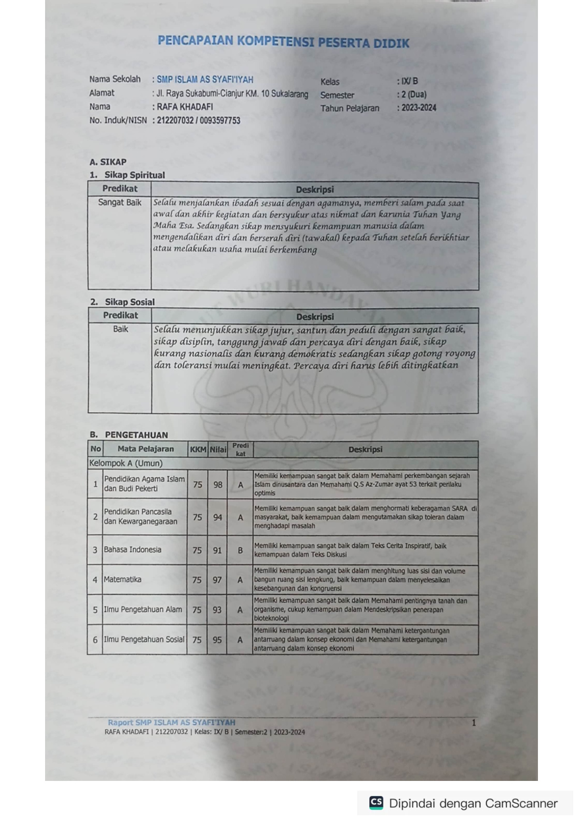 Nilai Akademik SMP